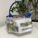 Спідничка на кошик жовто-блакитні квіти